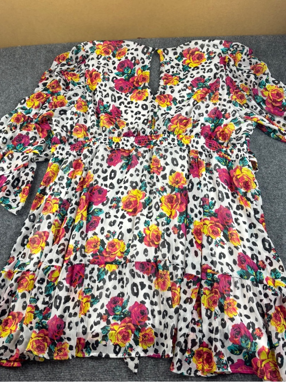 TORRID x Betsey Johnson Women’s White Leopard Floral Chiffon Dress size:: 5 - Picture 3 of 11